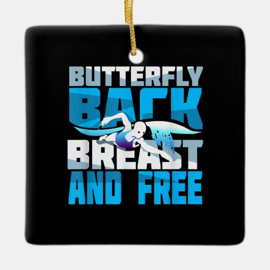 Zwemende gift voor zwemmers keramisch ornament (Voorkant)