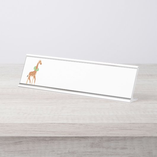 Zwemende Giraffe Bureau Naambordje (Voorkant)