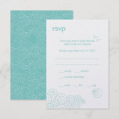Zwemende golven RSVP-kaart - Robin's Egg Blue RSVP Kaartje (Voorkant / Achterkant)