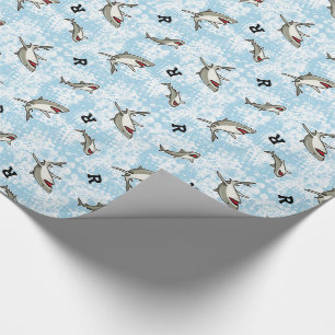 Zwemende haaien, Monogram toevoegen Cadeaupapier