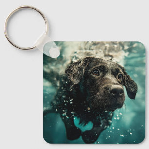 Zwemende Labrador Puppy Onderwater Ontwerp Sleutelhanger