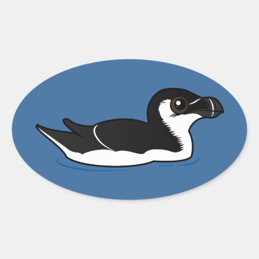 Zwemende Razorbill, basis Ovale Sticker (Voorkant)