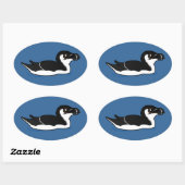 Zwemende Razorbill, basis Ovale Sticker (Vel)