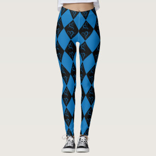 Zwemerig ontwerp voor blauw en zwart Harlequin Leggings