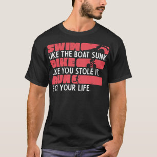 Zwemfietsen met triatlon-amerikaanse komiek t-shirt