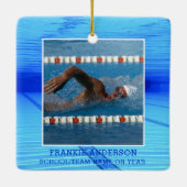 Zwemfoto zwemmen Aangepast Keramisch Ornament (Achterkant)