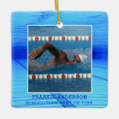 Zwemfoto zwemmen Aangepast Keramisch Ornament (Voorkant)