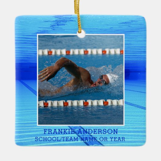 Zwemfoto zwemmen Aangepast Keramisch Ornament (Voorkant)