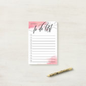 Zwemige kalligrafie - Roze - checkbox om lijst te  Post-it® Notes (Op bureau)