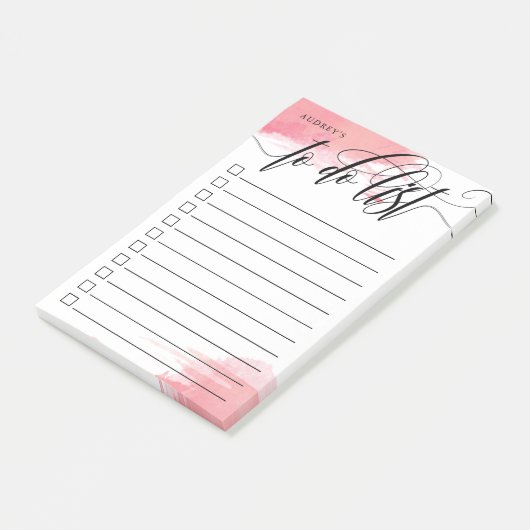 Zwemige kalligrafie - Roze - checkbox om lijst te  Post-it® Notes (Schuin)