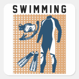 Zwemkleding en -brillen vierkante sticker