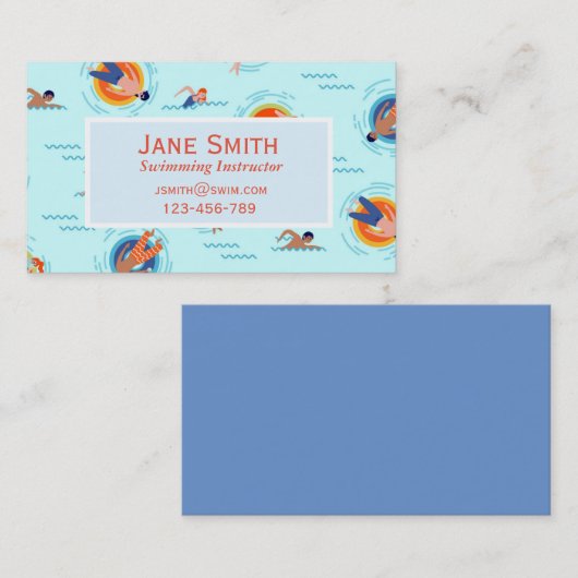zwemleraar zwemles zwemles zwemmelinstructeur swim visitekaartje (Voorkant / Achterkant)