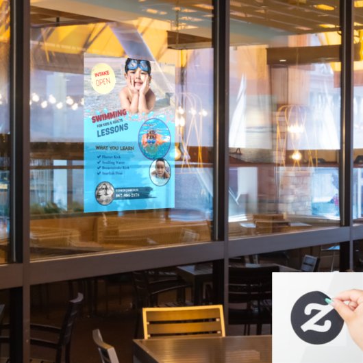 Zwemlessen Vensterklemming Raamsticker (Restaurant Raam)