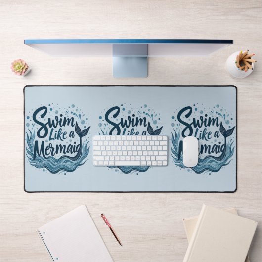 Zwemmen als een zeemeermin Whimsical Ocean Quote A Bureaumat (Kantoor 1)