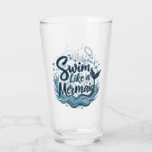 Zwemmen als een zeemeermin Whimsical Ocean Quote A Glas (Achterkant)