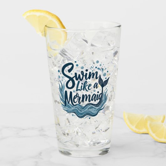 Zwemmen als een zeemeermin Whimsical Ocean Quote A Glas (Voorkant ijs)