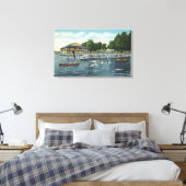 Zwemmen bij Bemus Point Beach en Casino Canvas Afdruk (Insitu (Slaapkamer))