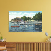 Zwemmen bij Bemus Point Beach en Casino Canvas Afdruk (Insitu (Woonkamer))