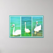 Zwemmen bij het Balatonmeer - triptych Canvas Afdruk (Voorkant)