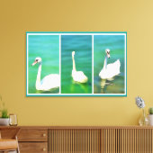 Zwemmen bij het Balatonmeer - triptych Canvas Afdruk (Insitu (Woonkamer))