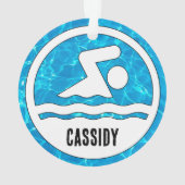 Zwemmen Duiken Zwemmer Aangepaste Naam Tekst Kerst Ornament (achterkant)