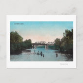 Zwemmen en vangen in het meer van Winters Briefkaart (Voorkant)