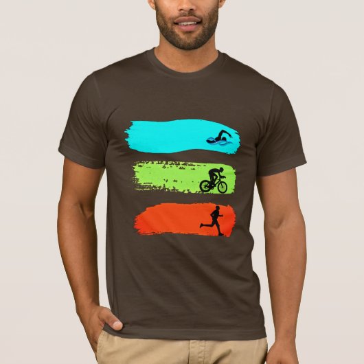 Zwemmen, fietsen en hardlopen. Triathlon T-shirt (Voorkant)