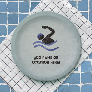 Zwemmen Guy met Metal look mannelijk feest thema Papieren Bordje