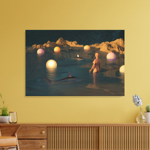 Zwemmen in de Nacht Canvas Afdruk