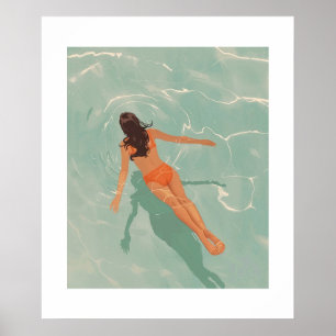 Zwemmen in het heldere blauw poster