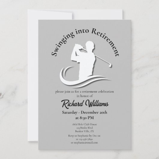 Zwemmen in het pensioen Modern Golf Player Party Kaart (Voorkant)