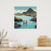 Zwemmen in IJsland Blue Lagoon Print (Keuken)