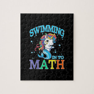 Zwemmen in Wiskunde eenhoorn zeemeermin T-shirt Legpuzzel