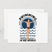 Zwemmen is Mijn wereld - zwemmen in Speedo Briefkaart (Voorkant / Achterkant)