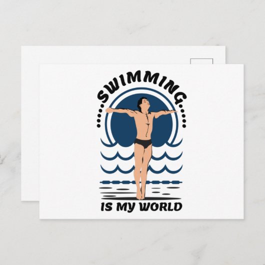 Zwemmen is Mijn wereld - zwemmen in Speedo Briefkaart (Voorkant / Achterkant)