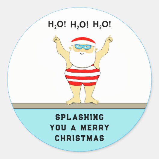 Zwemmen Kerstvakantie Klassieker Ronde Sticker (Voorkant)