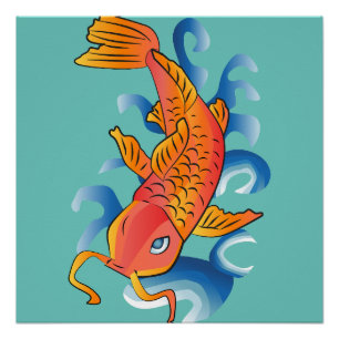 Zwemmen Koi Fish Illustratie Perfect Poster