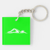 Zwemmen Logo Acryl Sleutelhanger Groen (Achterkant)