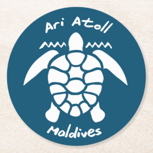 Zwemmen met schildpadden op de Malediven op Ari At Ronde Kartonnen Onderzetter