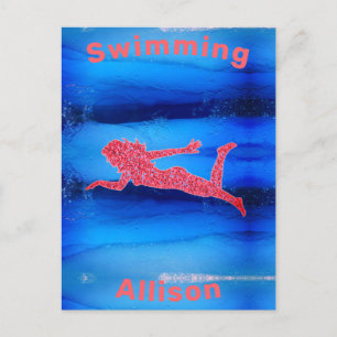 zwemmen onder watermeisjes briefkaart