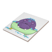 Zwemmen Paarse Hippo Tegeltje (Zijkant)