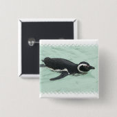 Zwemmen Penguin Square Pin Vierkante Button 5,1 Cm (Voorkant /achterkant)