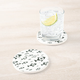 Zwemmen tegen de Stroom Zwart-wit Zandsteen Onderzetter