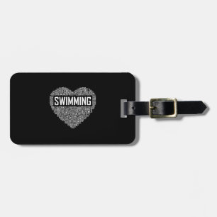 Zwemmen van het hart van de coachwimmer Gift Swim Bagagelabel