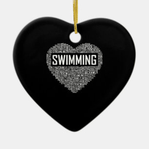 Zwemmen van het hart van de coachwimmer Gift Swim Keramisch Ornament