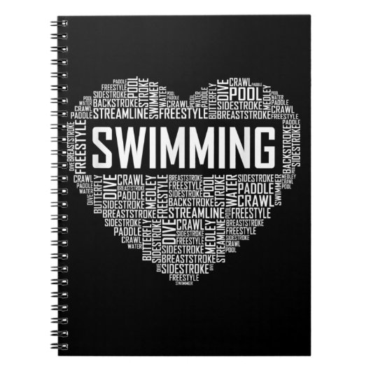 Zwemmen van het hart van de coachwimmer Gift Swim Notitieboek (Voorkant)