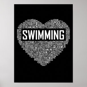 Zwemmen van het hart van de coachwimmer Gift Swim Poster