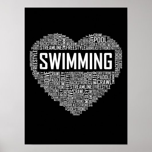 Zwemmen van het hart van de coachwimmer Gift Swim  Poster (Voorkant)