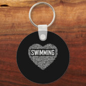 Zwemmen van het hart van de coachwimmer Gift Swim Sleutelhanger (Voorkant)