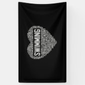 Zwemmen van het hart van de coachwimmer Gift Swim  Spandoek (Verticaal)